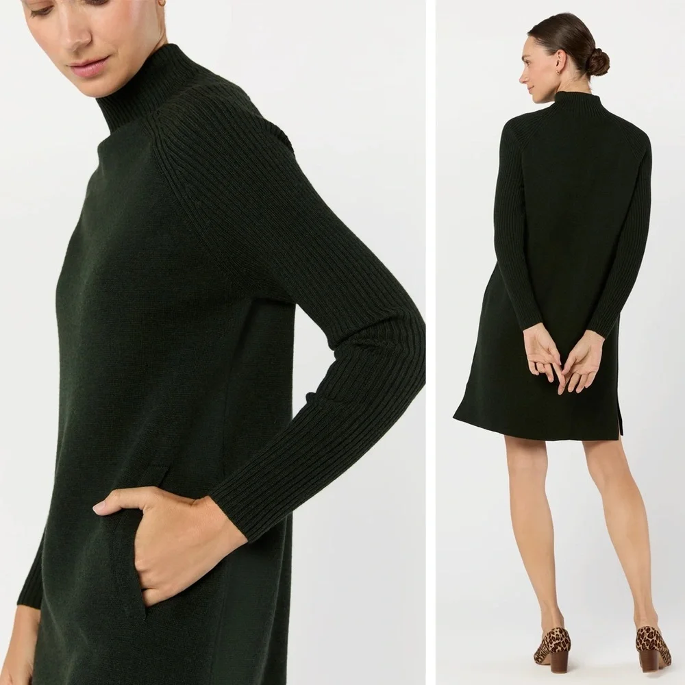 Ann Mashburn - Hadley Milano-Stitch Dress - Bottle Green Extra Fine Merino Wool - Picture 3 of 15